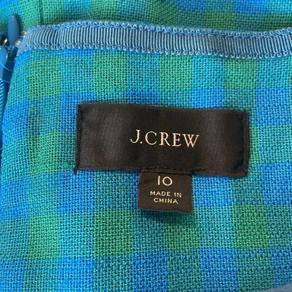 J.Crew Sheath Dress in Colorful Deep Blues Gingham Size 10 Preppy ($198) Classic - Picture 8 of 16